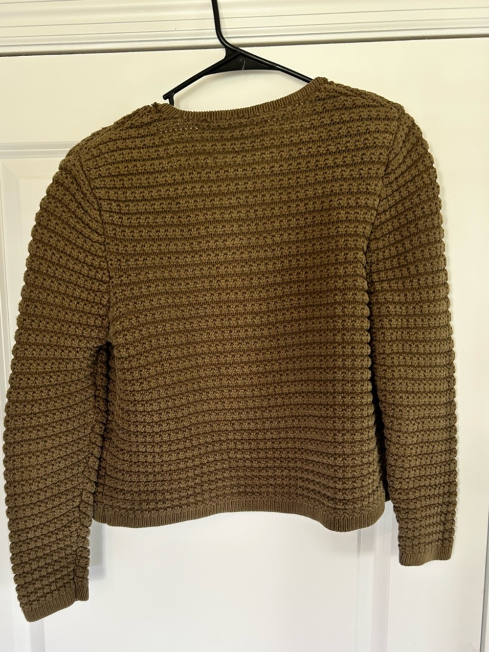 ba&sh Gaspard Cardigan Tan Open-Weave Knit Crop - Picture 4 of 11